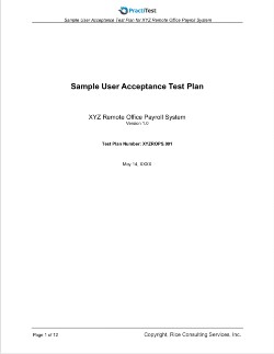 Sample User Accaptance Test Plan