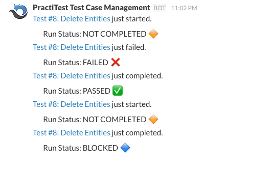 Slack tests status 