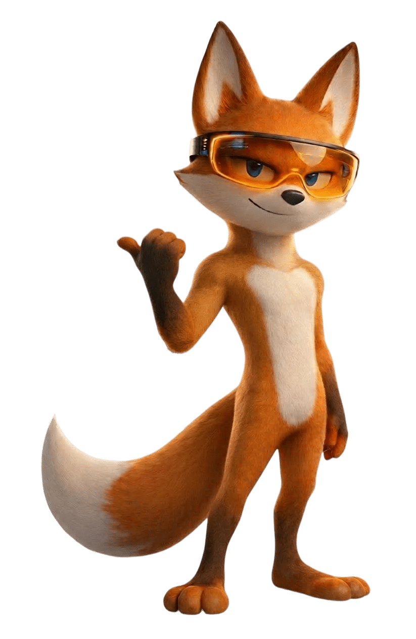 The PractiTest SmartFox mascot